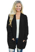 Sexy Black Knit Texture Long Cardigan